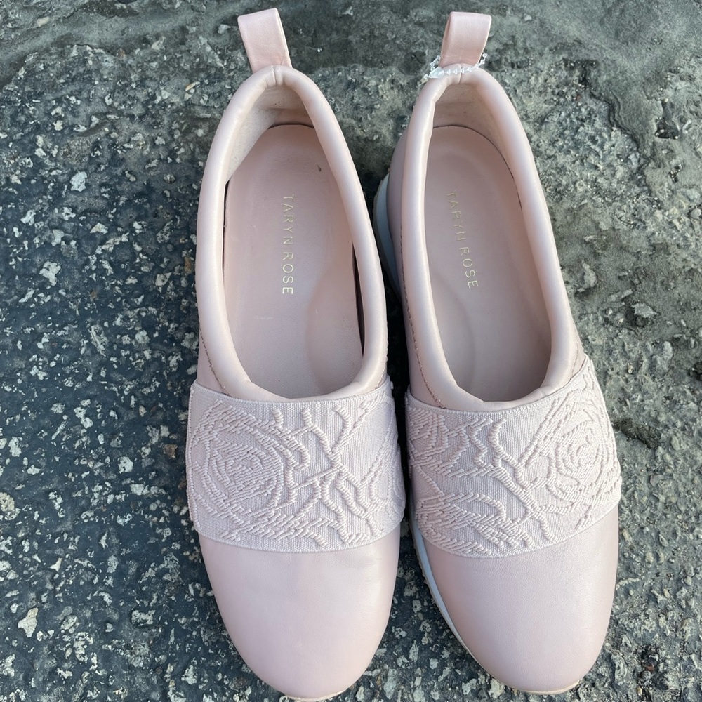 Taryn Rose Leather Slip-On Shoes Charlotte Blush